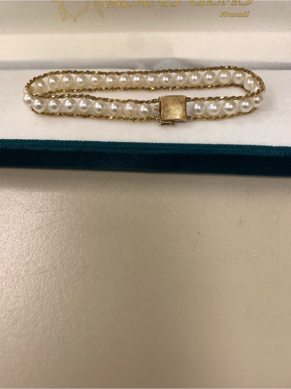 Gold and White Pearl Rope Necklace